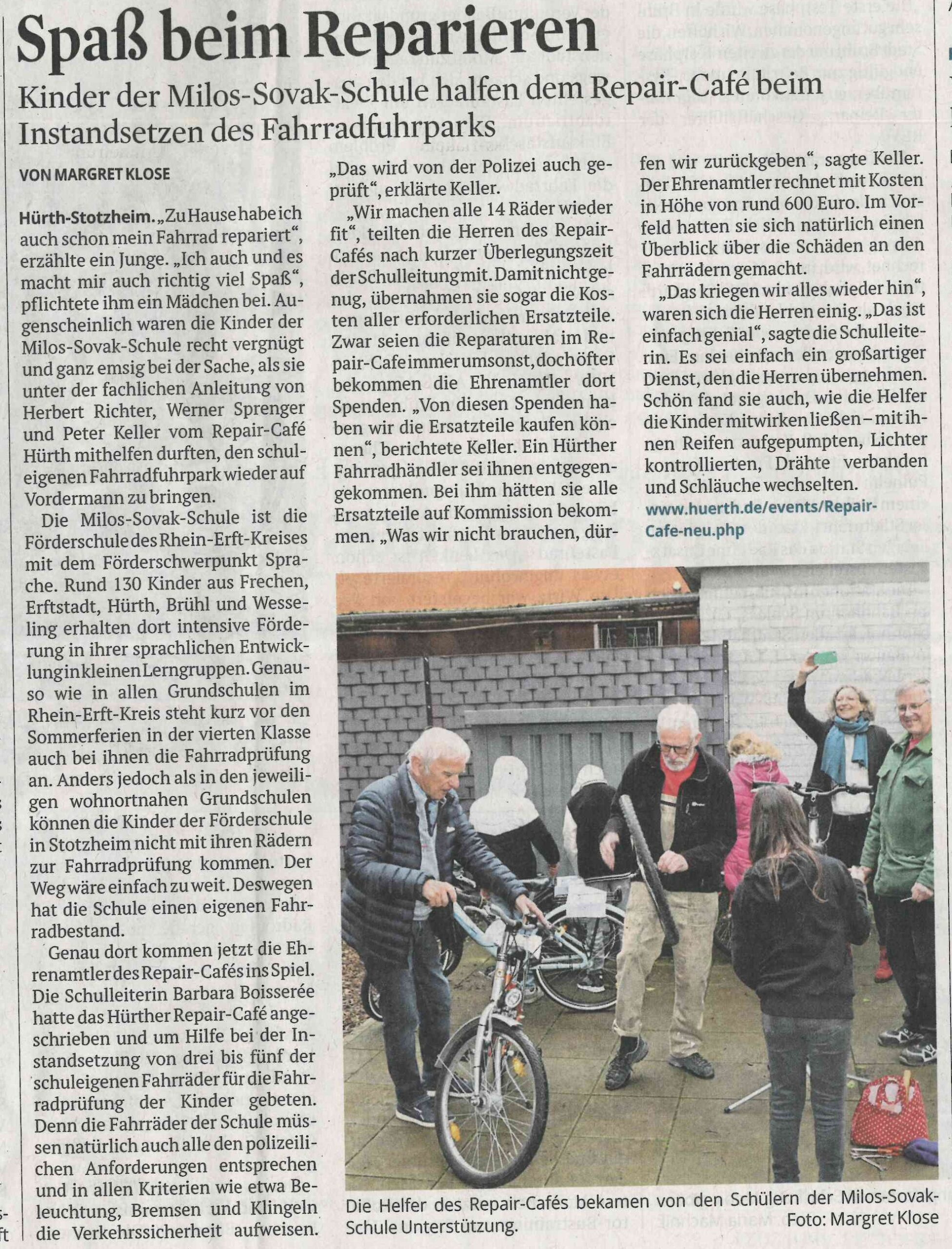 Zeitungsartikel Fahrradreparatur
